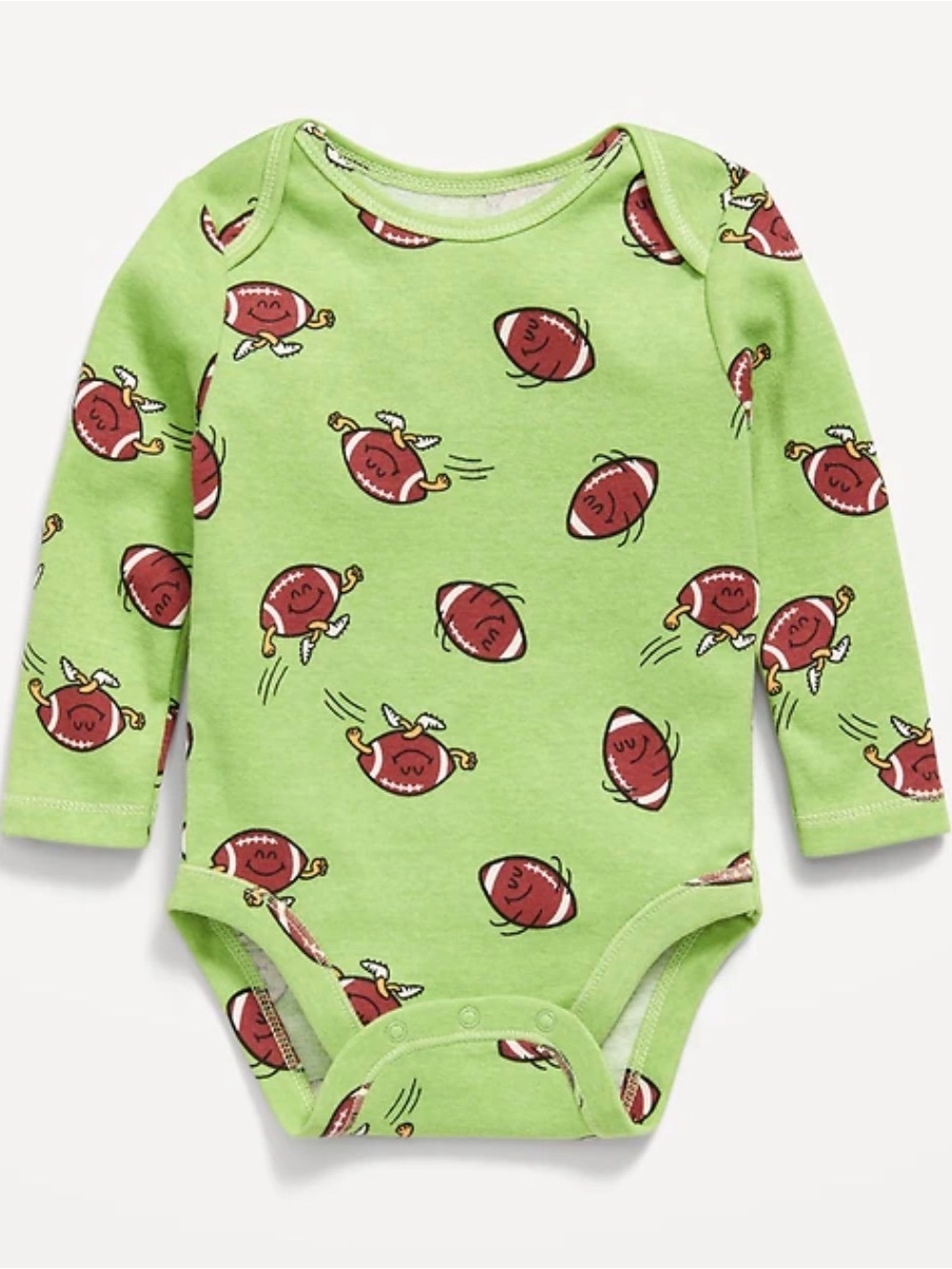 Old Navy Green Long-Sleeve Baby One-Piece with Football Print